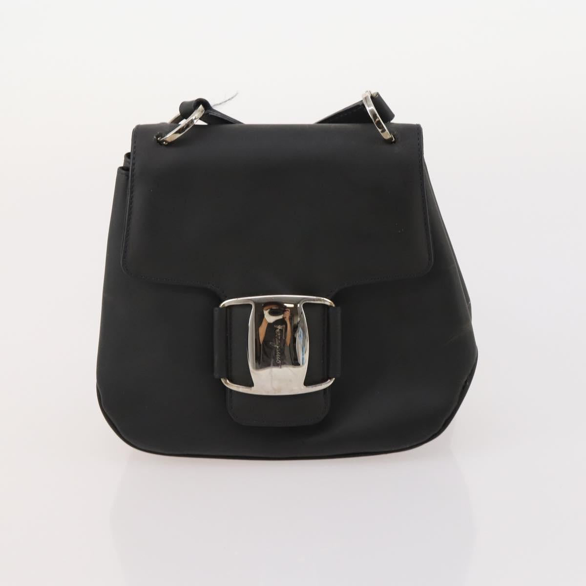 Salvatore Ferragamo Shoulder Bag Canvas Leather 2 Set Black Auth BA12171