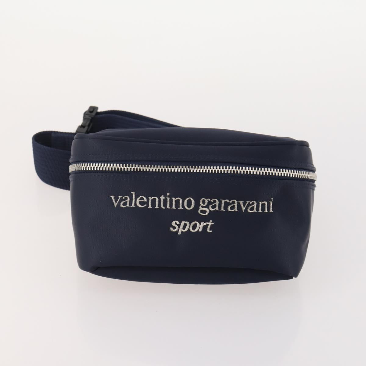 VALENTINO Shoulder Bag Nylon Suede Leather 2 Set Black Navy Auth BA12172