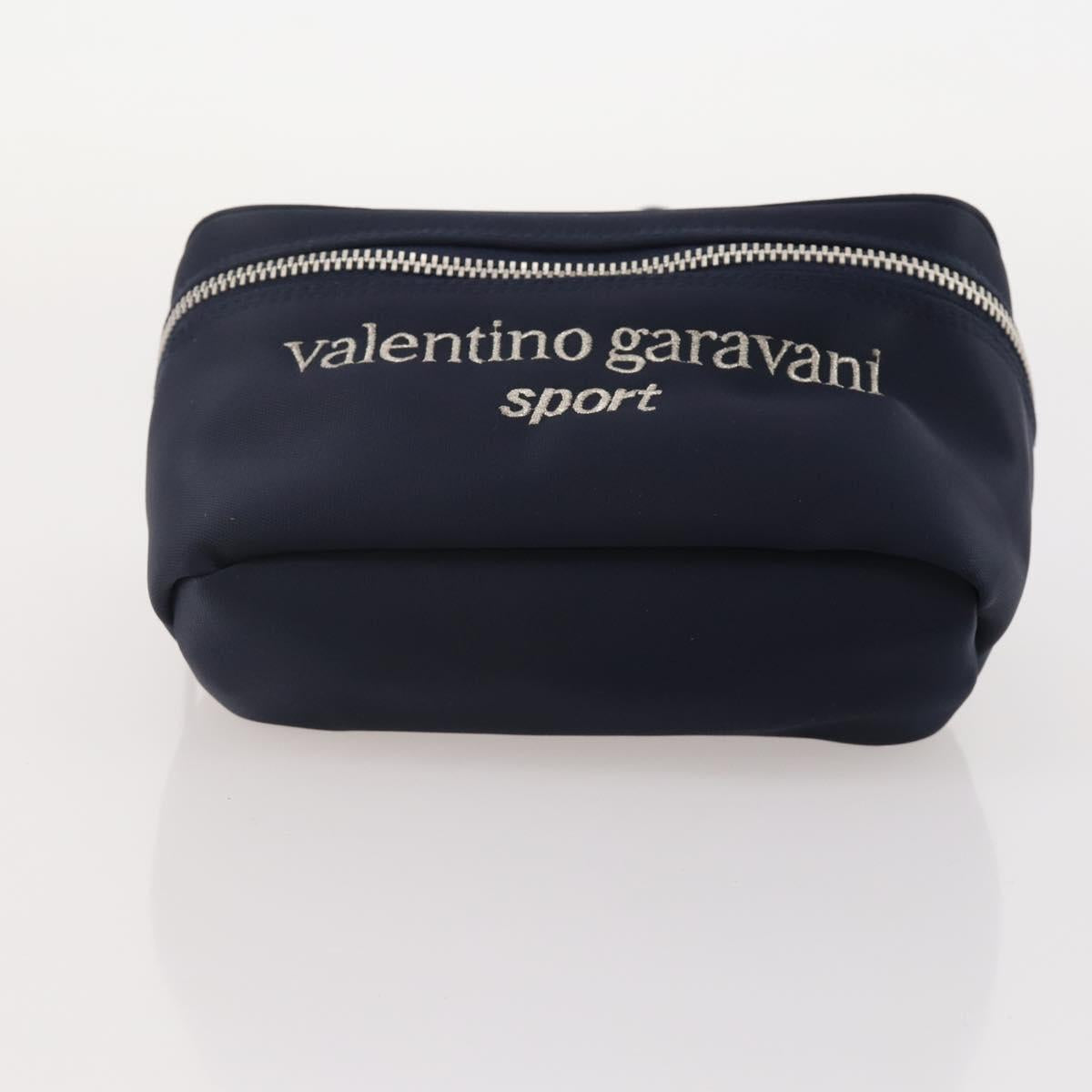 VALENTINO Shoulder Bag Nylon Suede Leather 2 Set Black Navy Auth BA12172