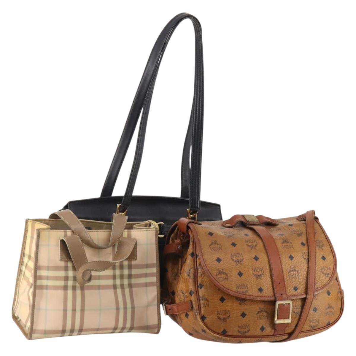 VERSACE MCM Burberry Vicetos Bag Nylon PVC 3 Set Black Brown beige Auth BA12173