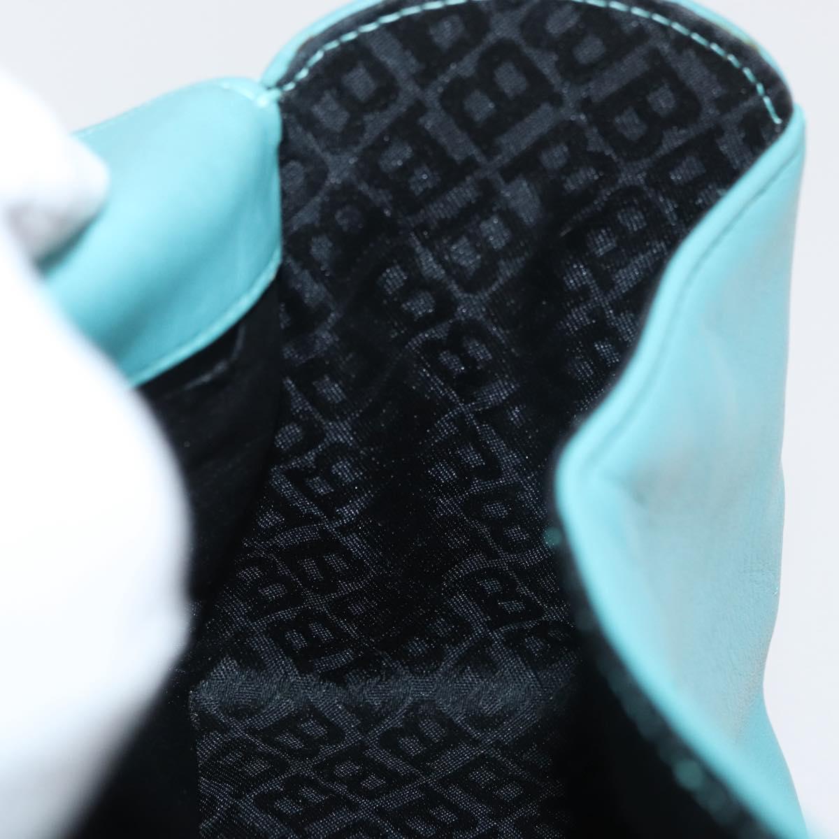 BALLY Hand Bag Leather Turquoise Blue Silver Auth BA12211A