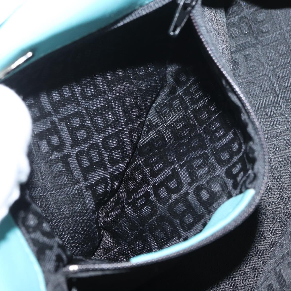 BALLY Hand Bag Leather Turquoise Blue Silver Auth BA12211A