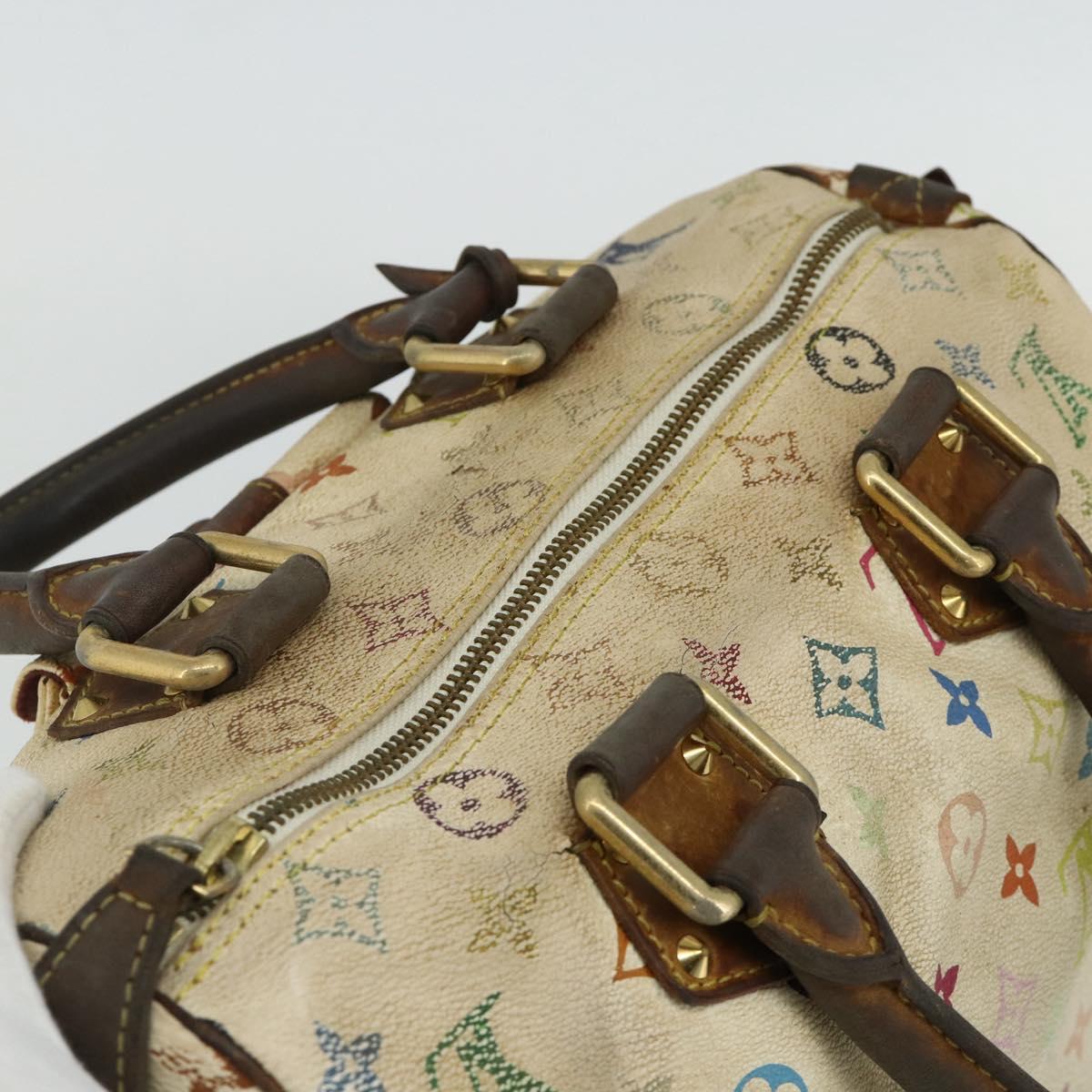 LOUIS VUITTON Monogram Multicolor Speedy 30 Bag White M92643 LV Auth BA12232