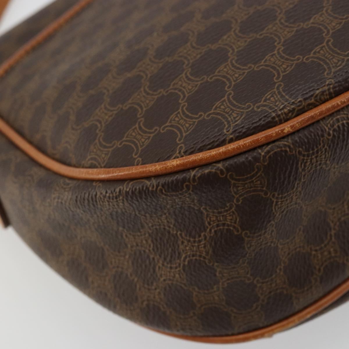 CELINE Macadam Canvas Shoulder Bag PVC Leather Brown Gold Auth BA12236