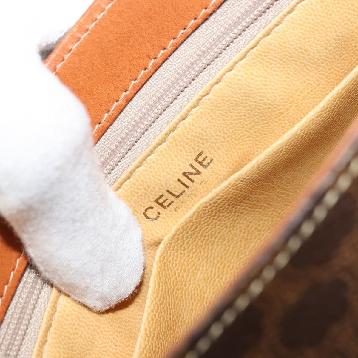 CELINE Macadam Canvas Shoulder Bag PVC Leather Brown Gold Auth BA12236
