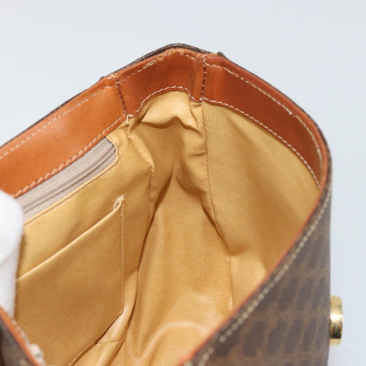 CELINE Macadam Canvas Shoulder Bag PVC Leather Brown Gold Auth BA12236