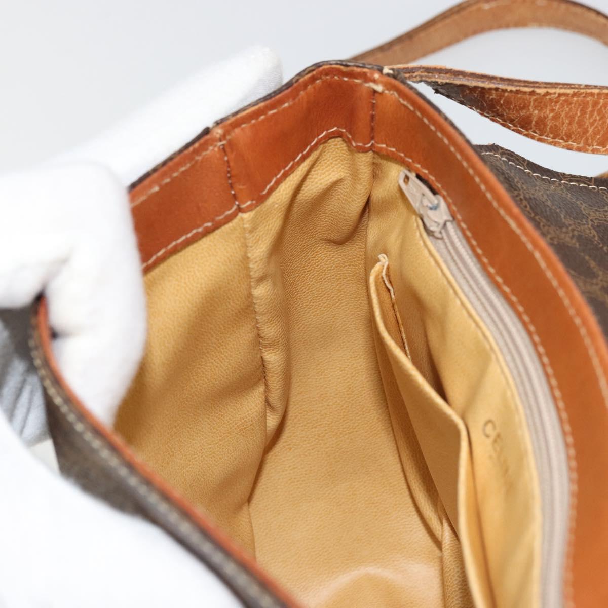 CELINE Macadam Canvas Shoulder Bag PVC Leather Brown Gold Auth BA12236