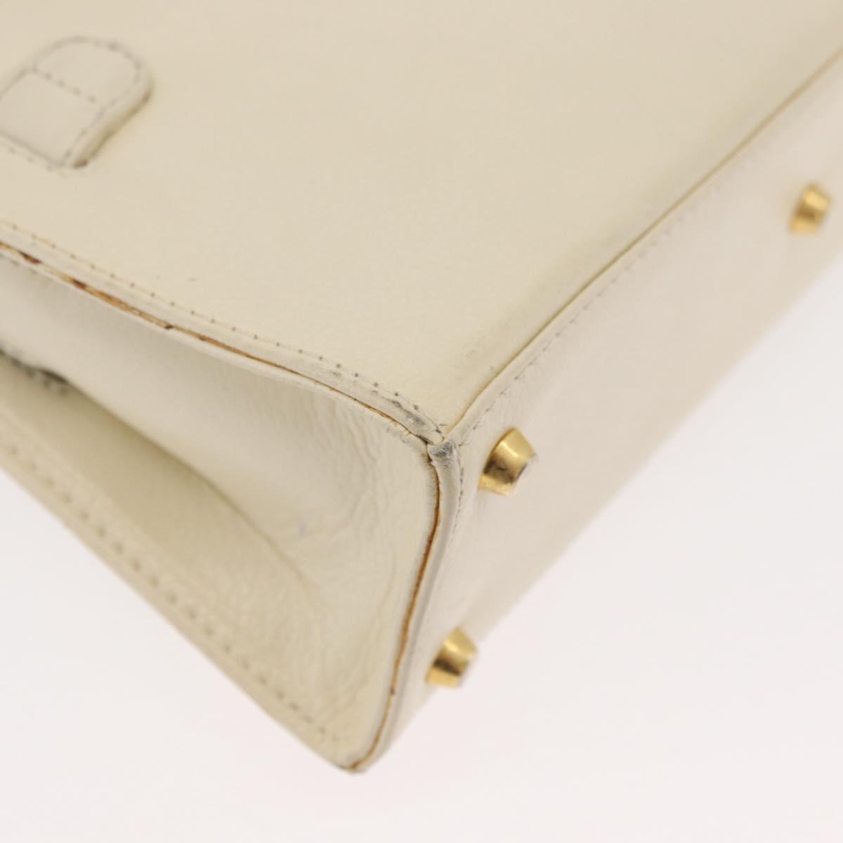 Gianni Versace Hand Bag Leather 2way White Gold Auth BA12237A