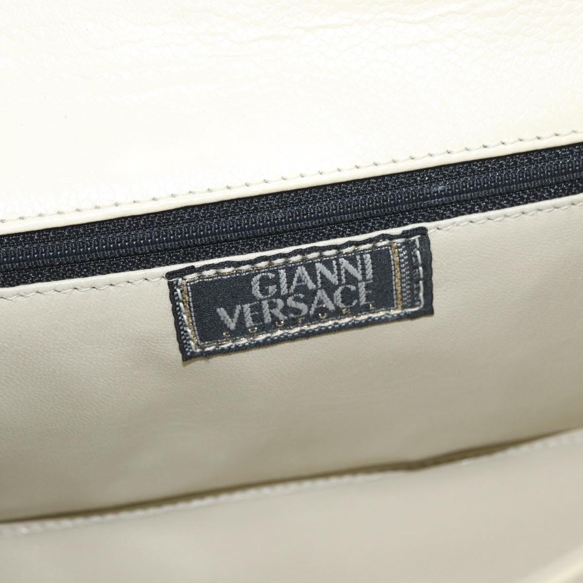 Gianni Versace Hand Bag Leather 2way White Gold Auth BA12237A