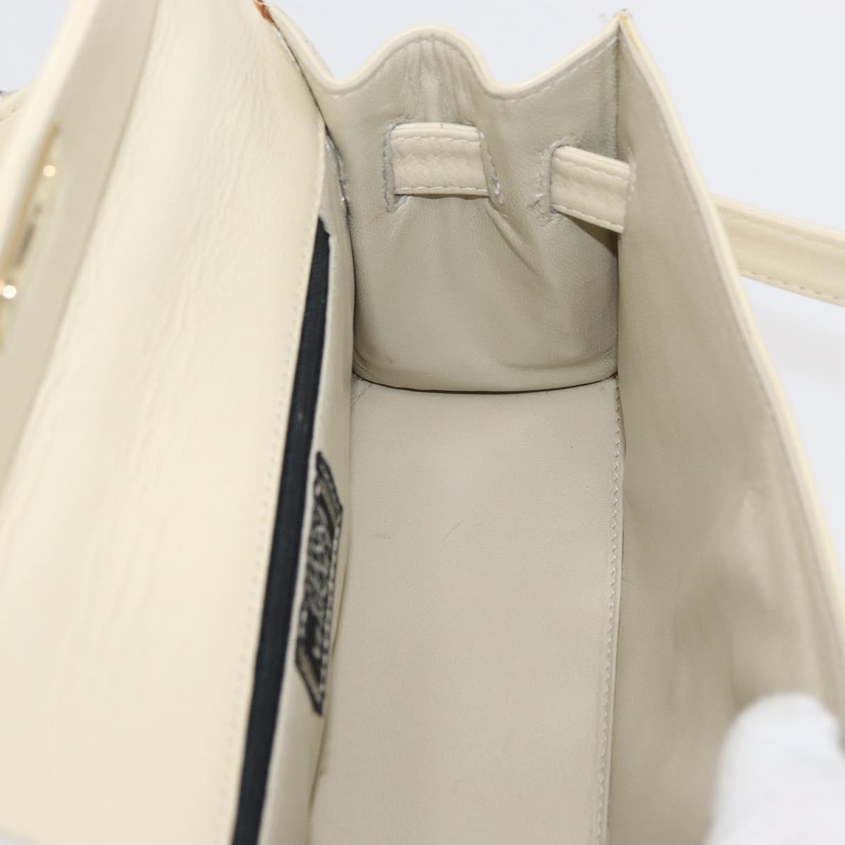 Gianni Versace Hand Bag Leather 2way White Gold Auth BA12237A