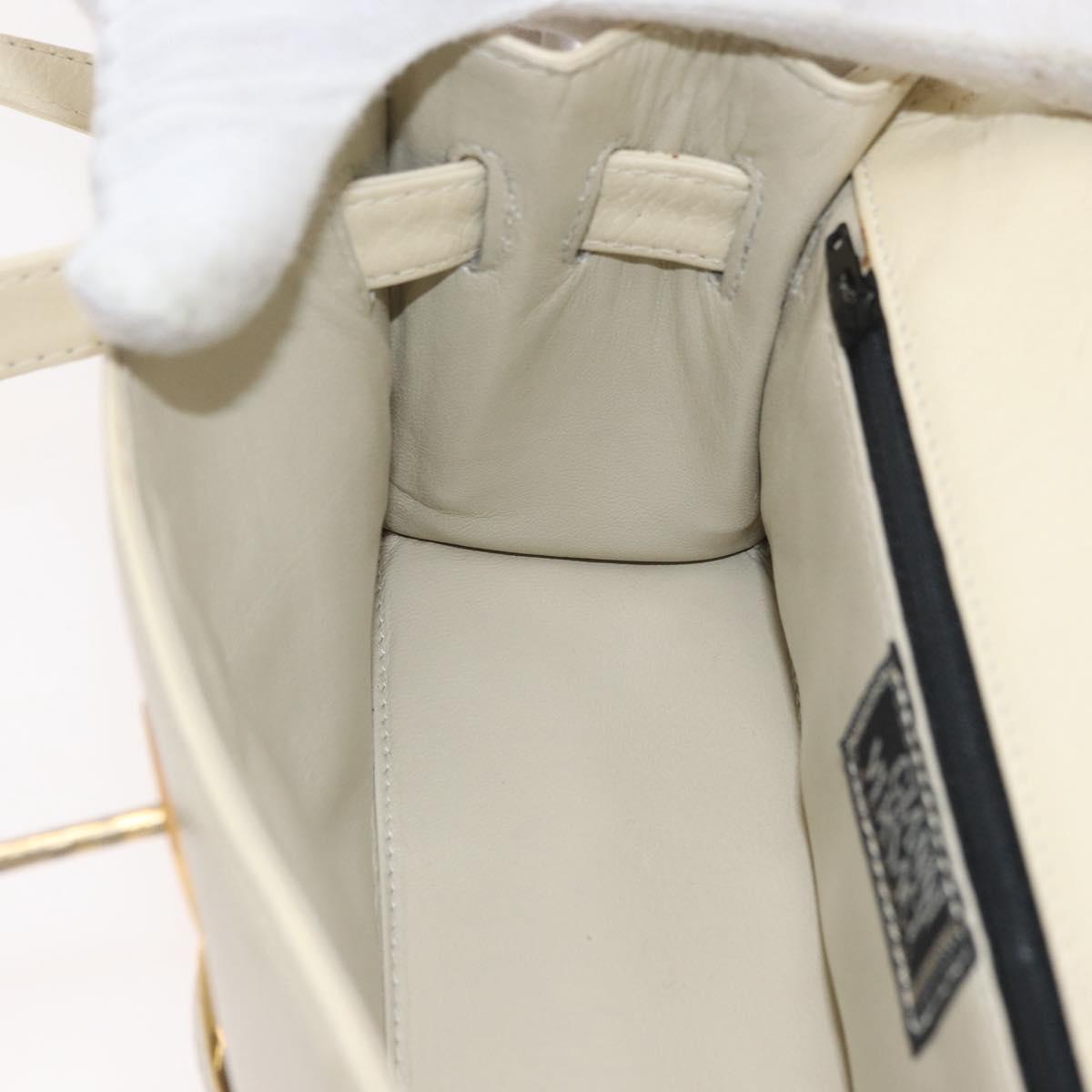 Gianni Versace Hand Bag Leather 2way White Gold Auth BA12237A