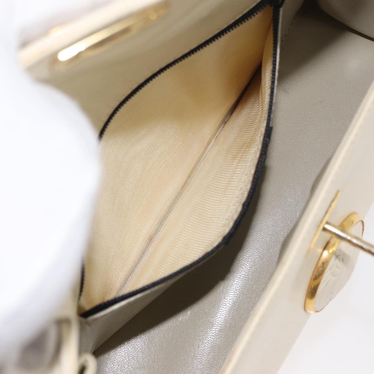 Gianni Versace Hand Bag Leather 2way White Gold Auth BA12237A