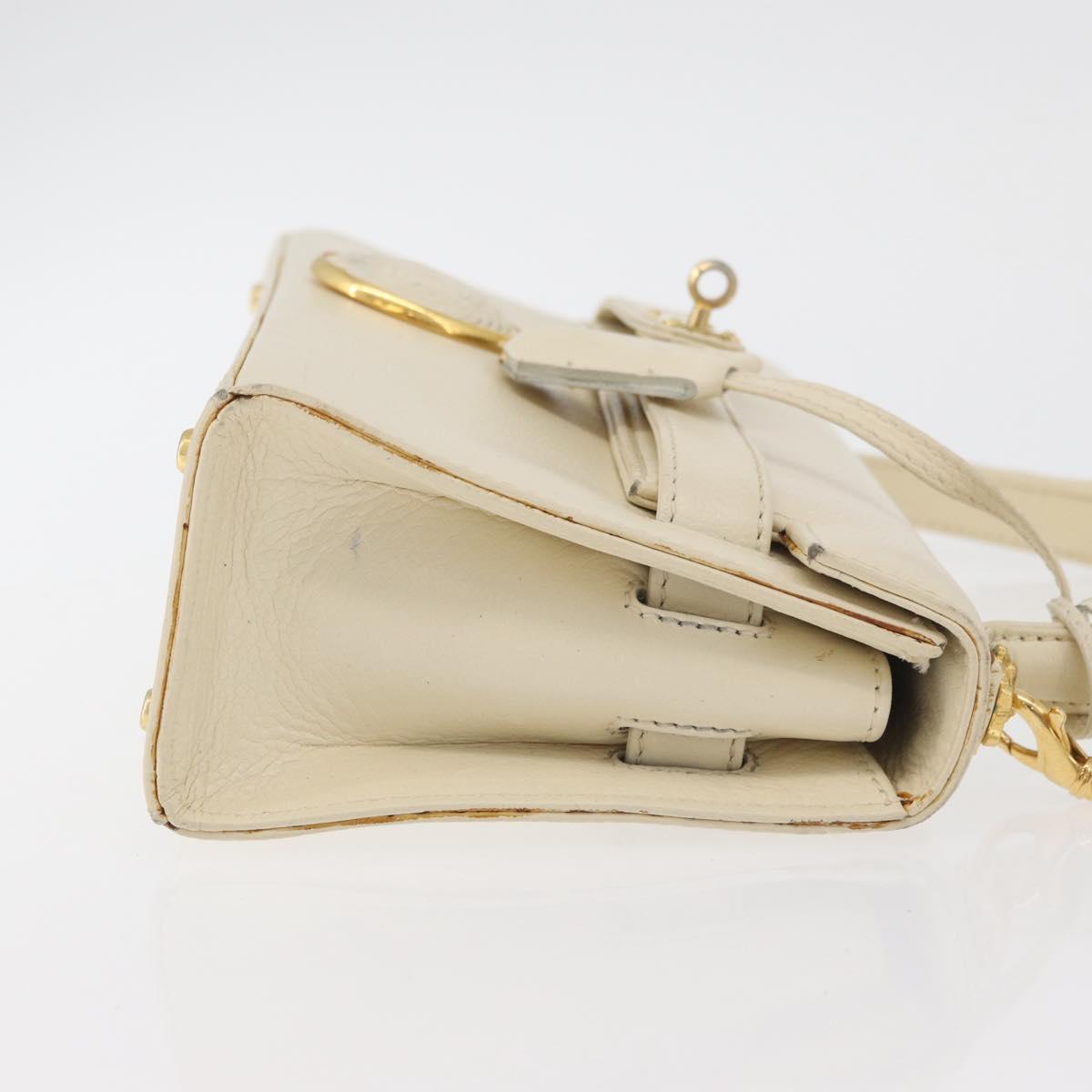 Gianni Versace Hand Bag Leather 2way White Gold Auth BA12237A