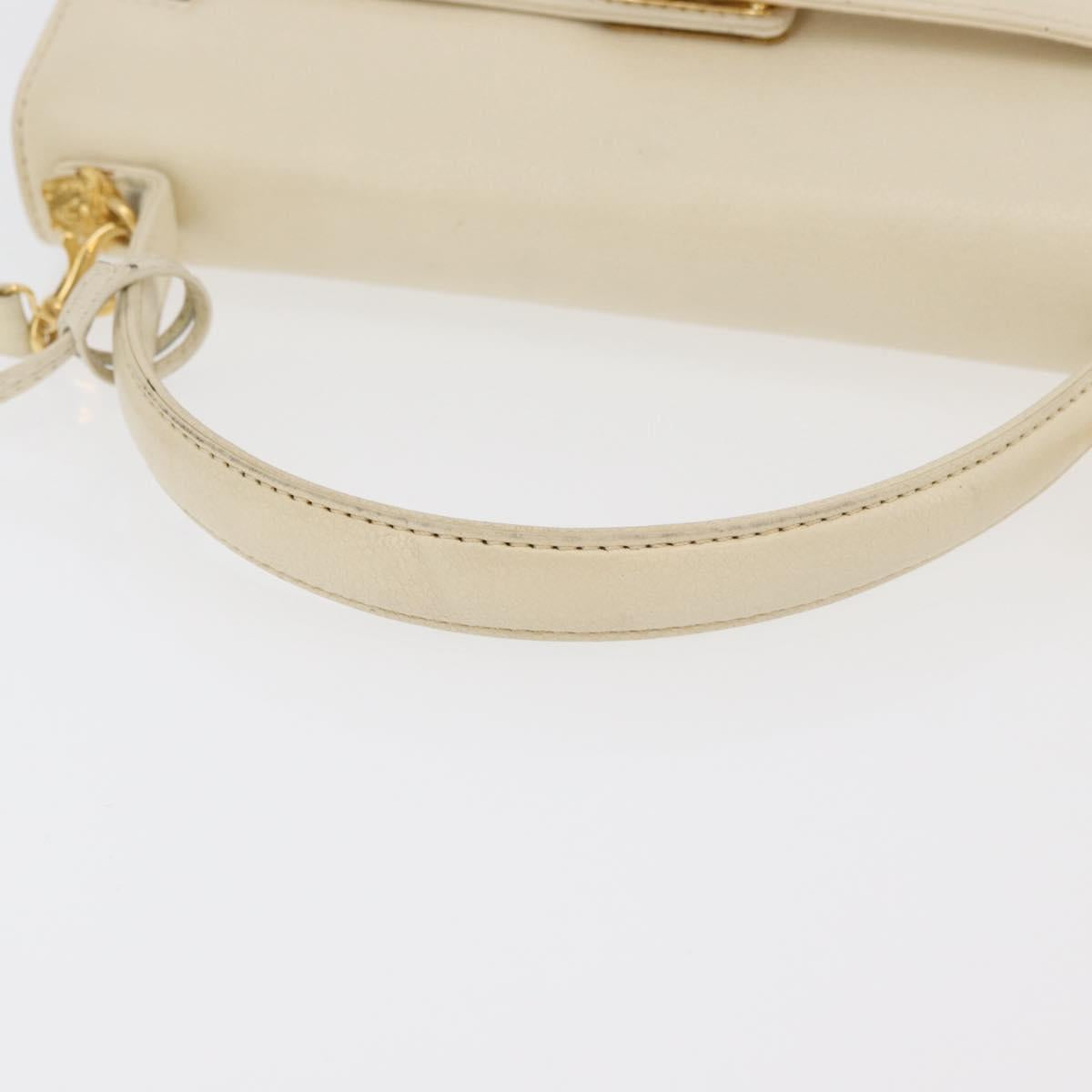Gianni Versace Hand Bag Leather 2way White Gold Auth BA12237A