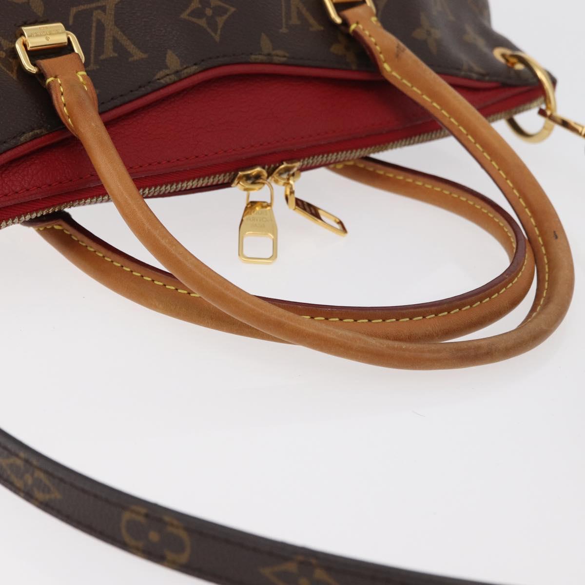LOUIS VUITTON Monogram Pallas MM Hand Bag 2way Red M41175 LV Auth BA12249A