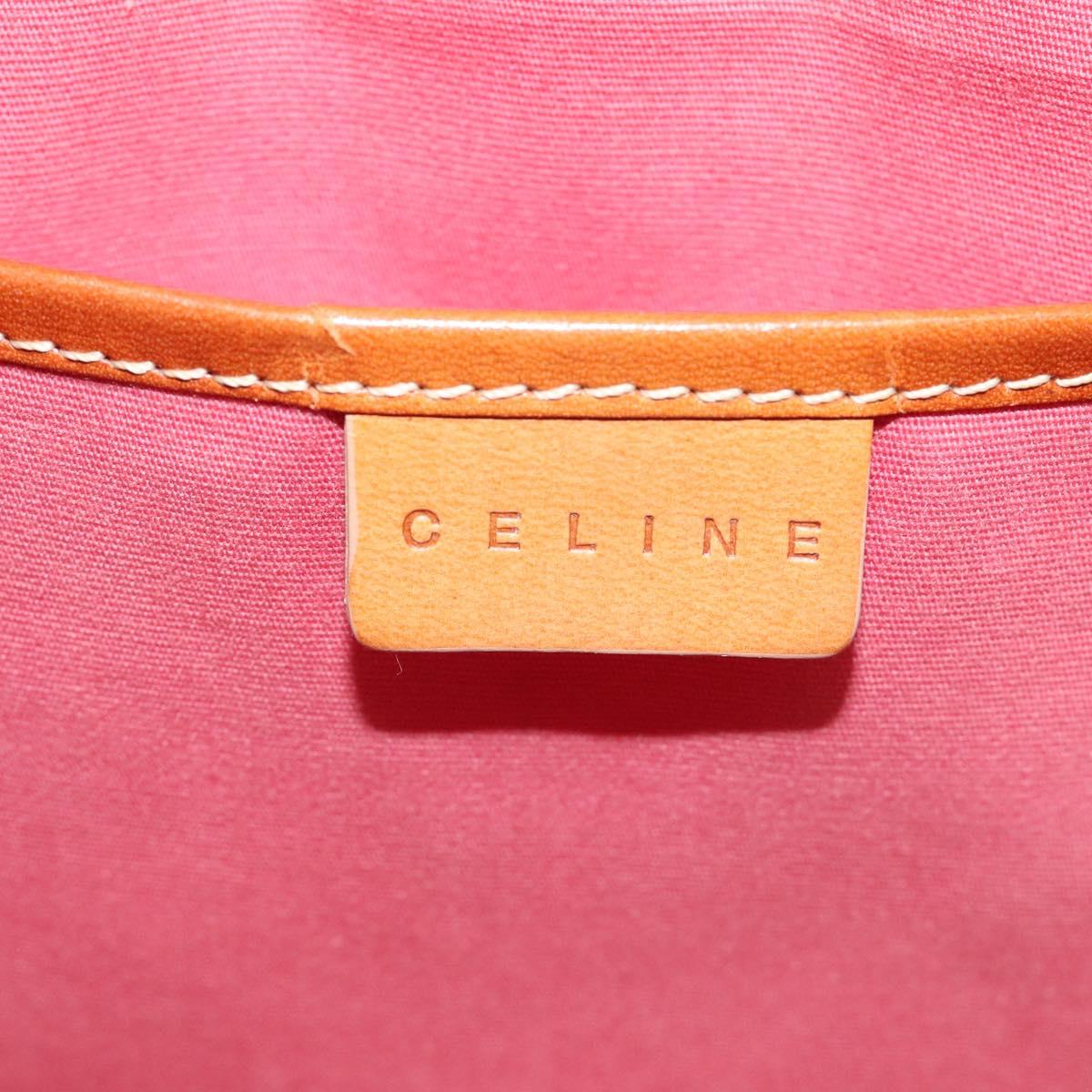 CELINE C Macadam Canvas Hand Bag Suede Pink Gold Auth BA1225
