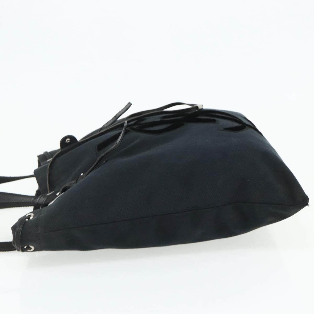 SAINT LAURENT Kahala Tote Bag Canvas Black Silver Auth BA12255