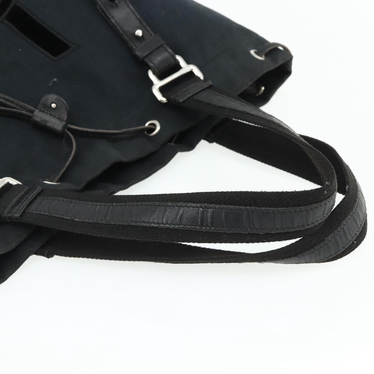 SAINT LAURENT Kahala Tote Bag Canvas Black Silver Auth BA12255