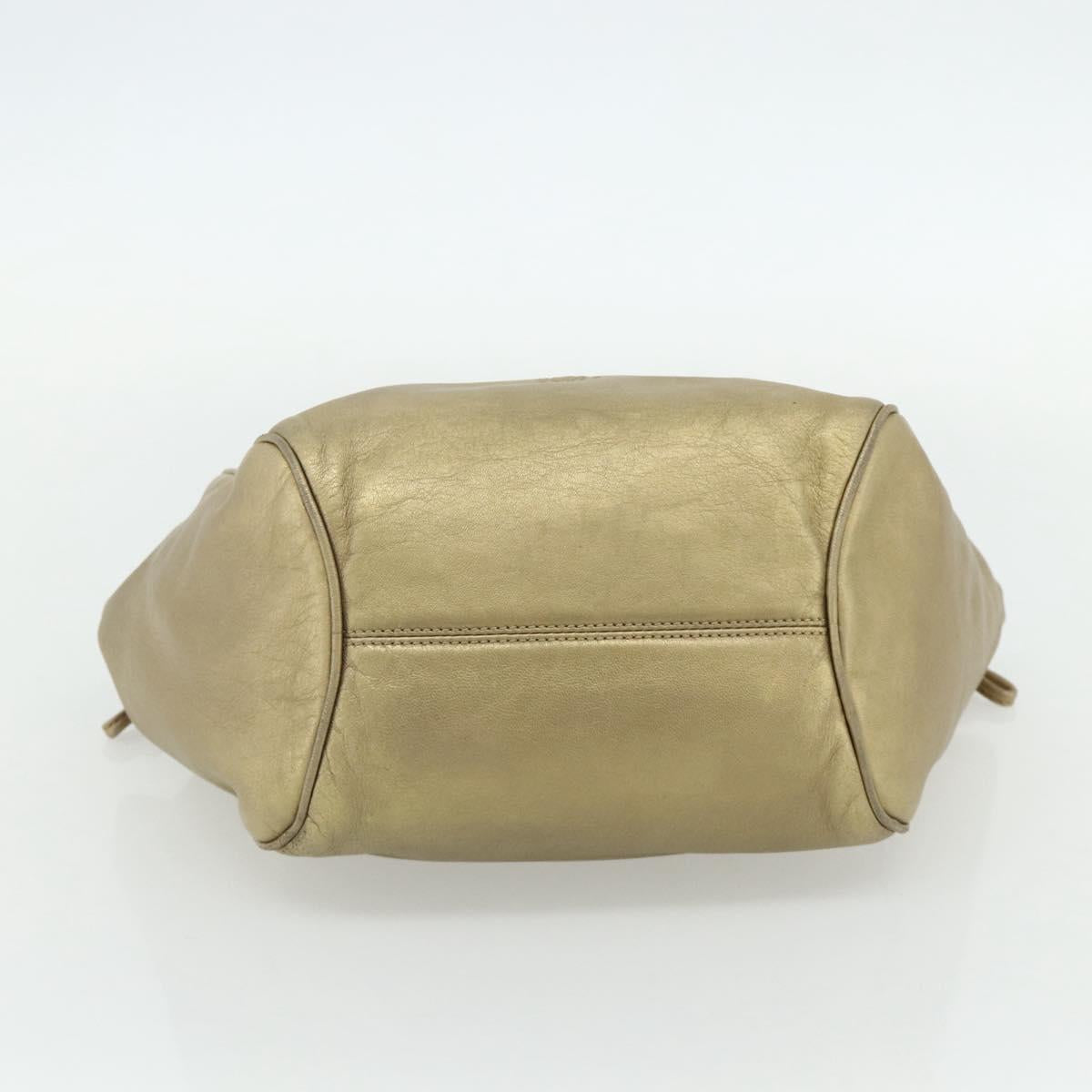 LOEWE Nappa Hand Bag Leather Gold Tone Auth BA12256