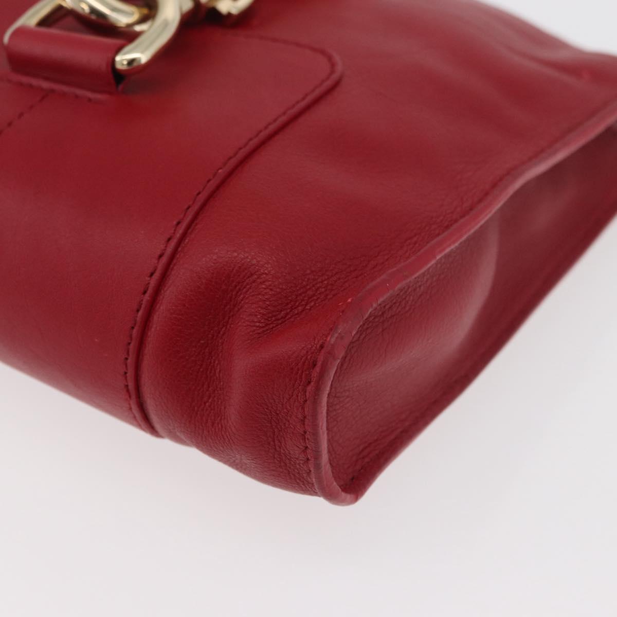 Jimmy Choo Shoulder Bag Leather Red Gold Auth BA12257A