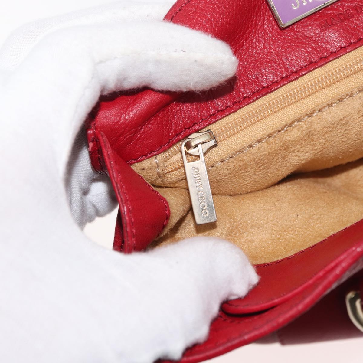 Jimmy Choo Shoulder Bag Leather Red Gold Auth BA12257A