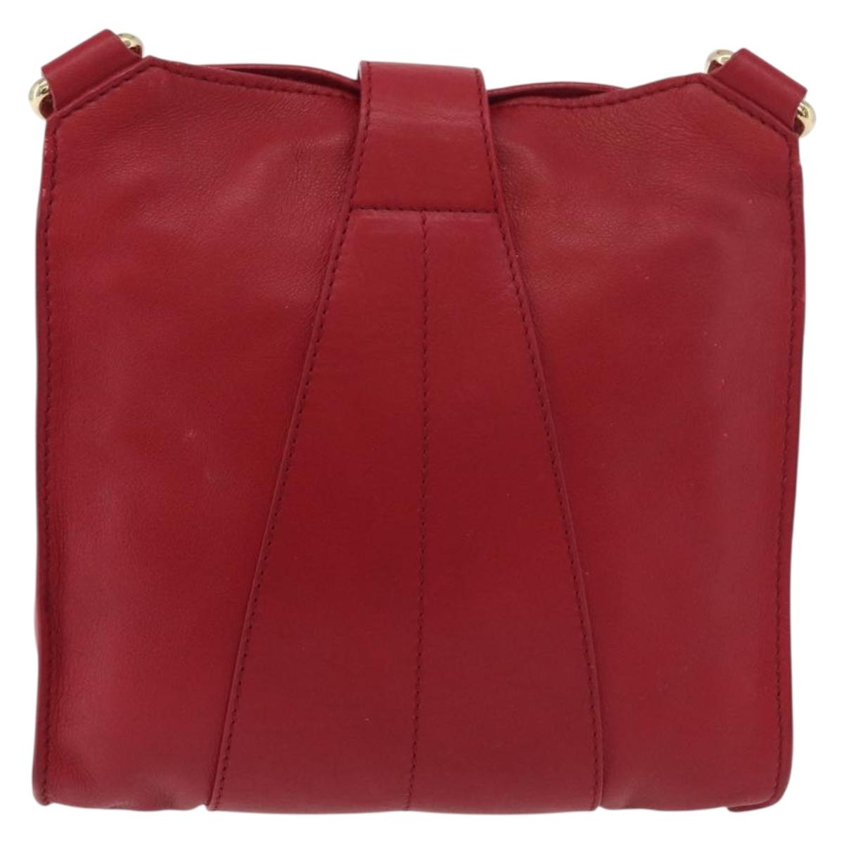 Jimmy Choo Shoulder Bag Leather Red Gold Auth BA12257A
