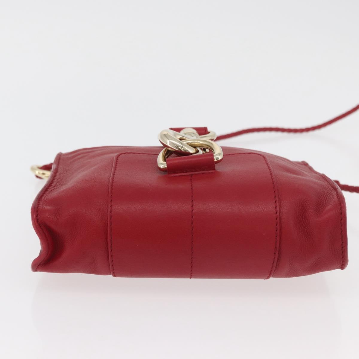 Jimmy Choo Shoulder Bag Leather Red Gold Auth BA12257A