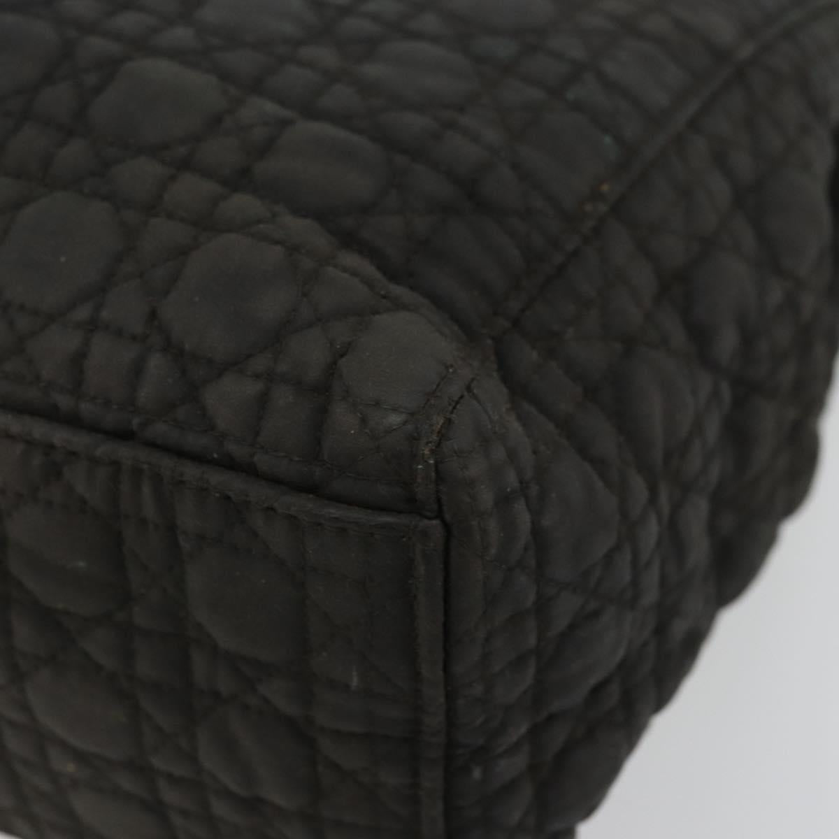 Christian Dior Canage Lady Dior Hand Bag Nylon Black Gold Auth BA12261