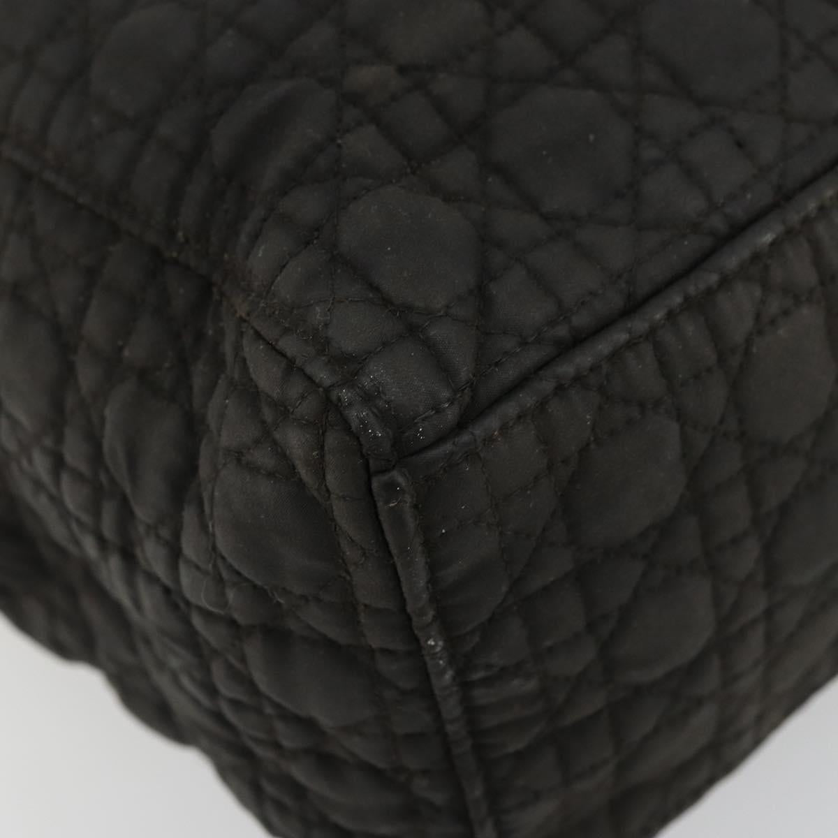 Christian Dior Canage Lady Dior Hand Bag Nylon Black Gold Auth BA12261