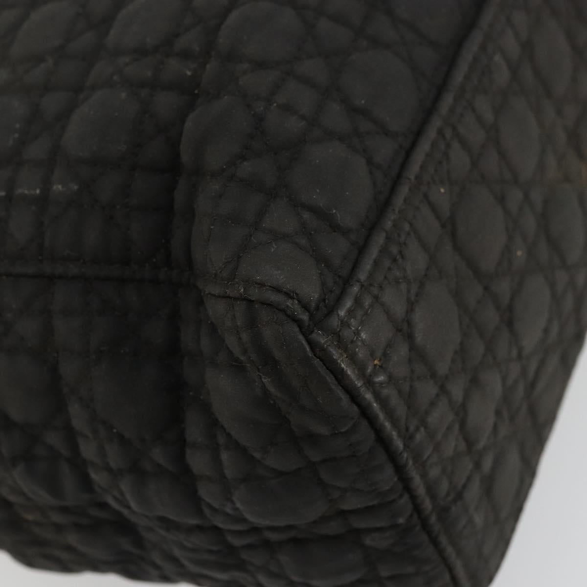 Christian Dior Canage Lady Dior Hand Bag Nylon Black Gold Auth BA12261
