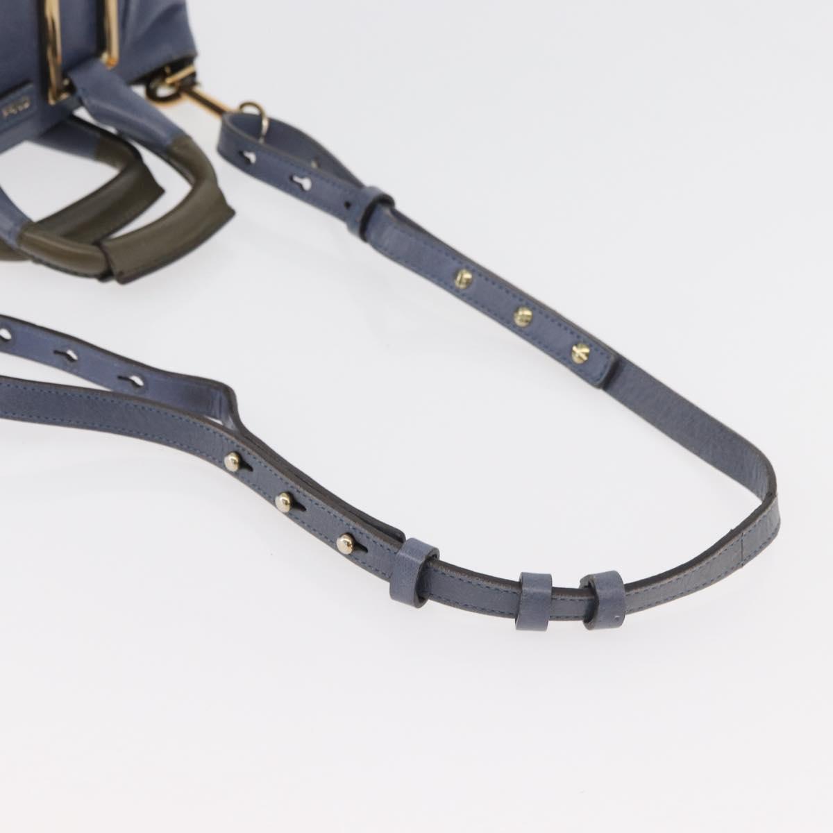 Chloe Etel Hand Bag Leather 2way Navy Gold Auth BA12262