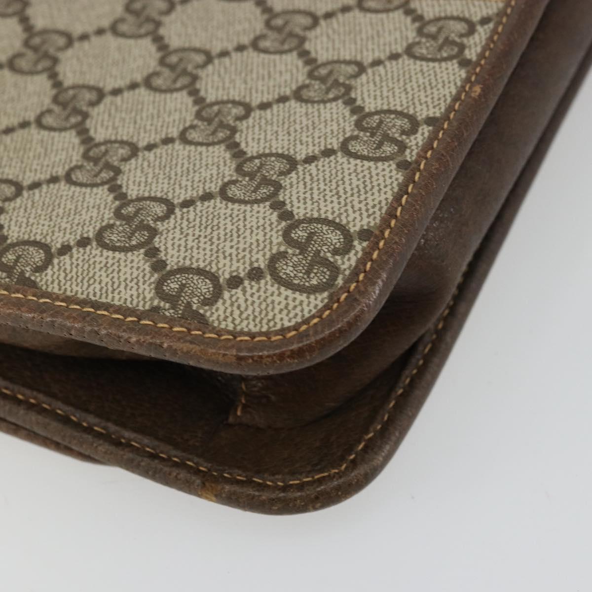 GUCCI GG Supreme Web Sherry Line Shoulder Bag PVC Beige Gold Auth BA12265