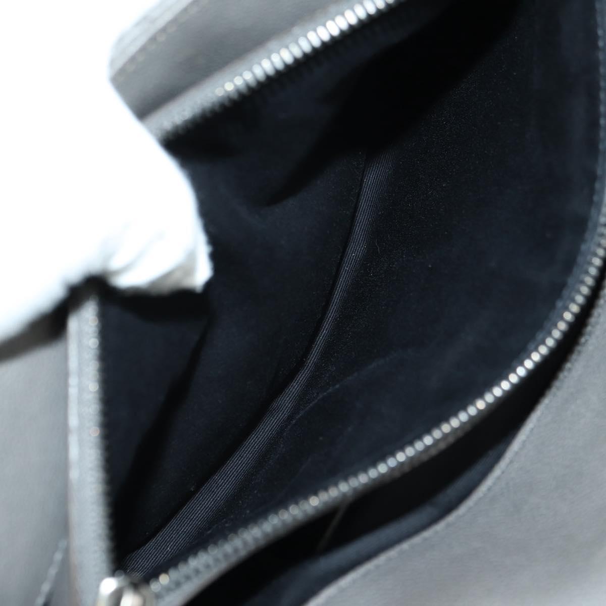 SAINT LAURENT Chain Shoulder Bag Leather Gray Silver Auth BA12267SAV