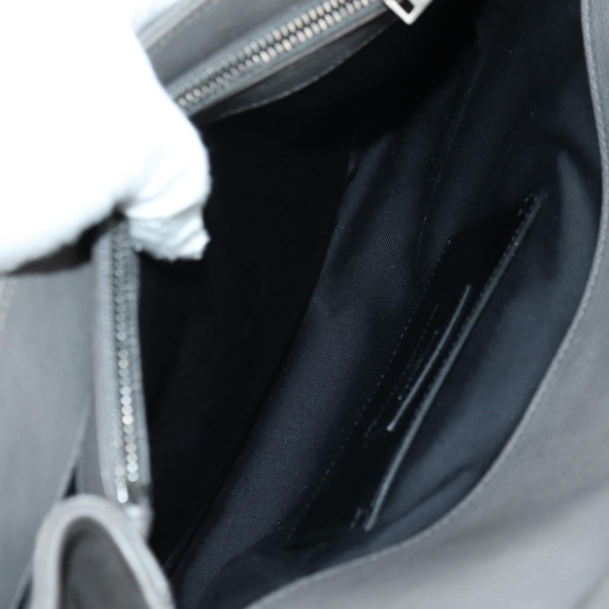 SAINT LAURENT Chain Shoulder Bag Leather Gray Silver Auth BA12267SAV