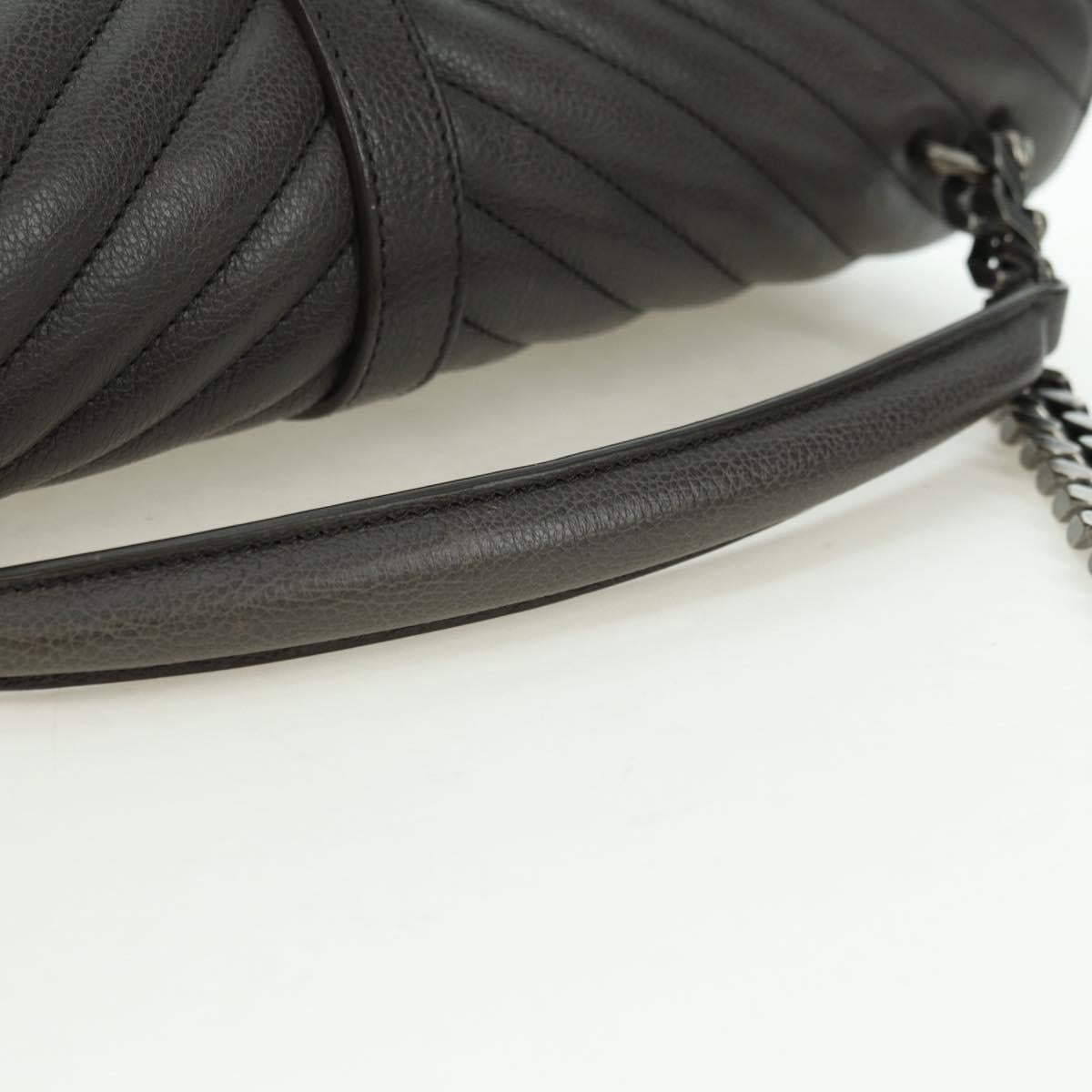 SAINT LAURENT Chain Shoulder Bag Leather Gray Silver Auth BA12267SAV