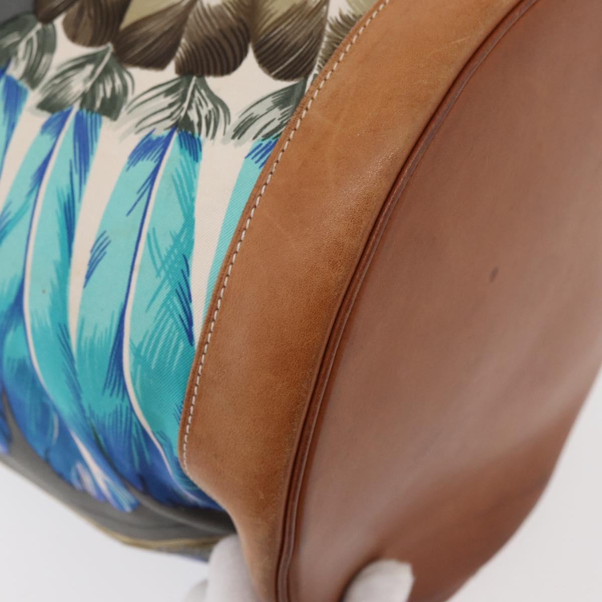 HERMES Sowa Cool 22 Shoulder Bag Silk Blue Silver Auth BA12268