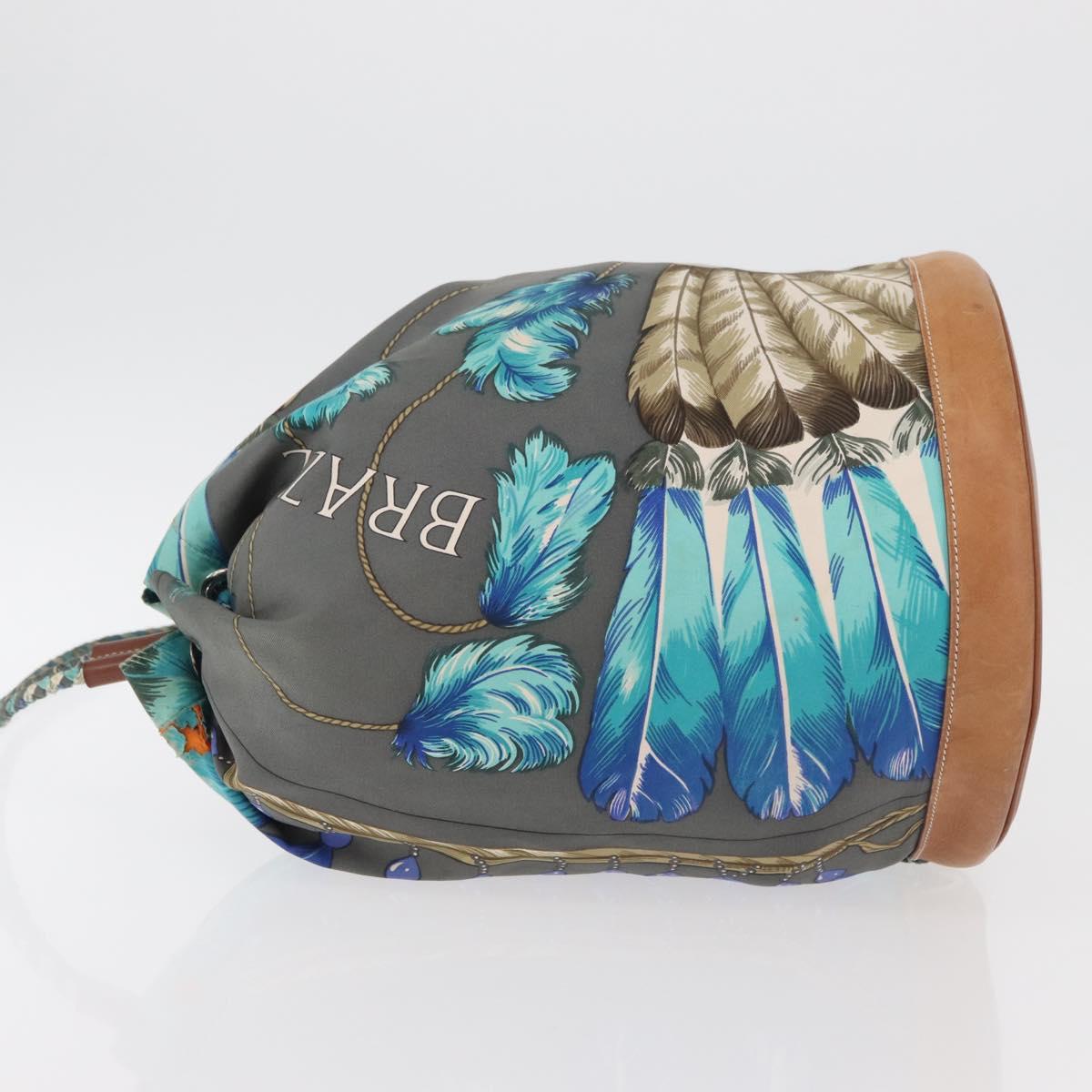 HERMES Sowa Cool 22 Shoulder Bag Silk Blue Silver Auth BA12268