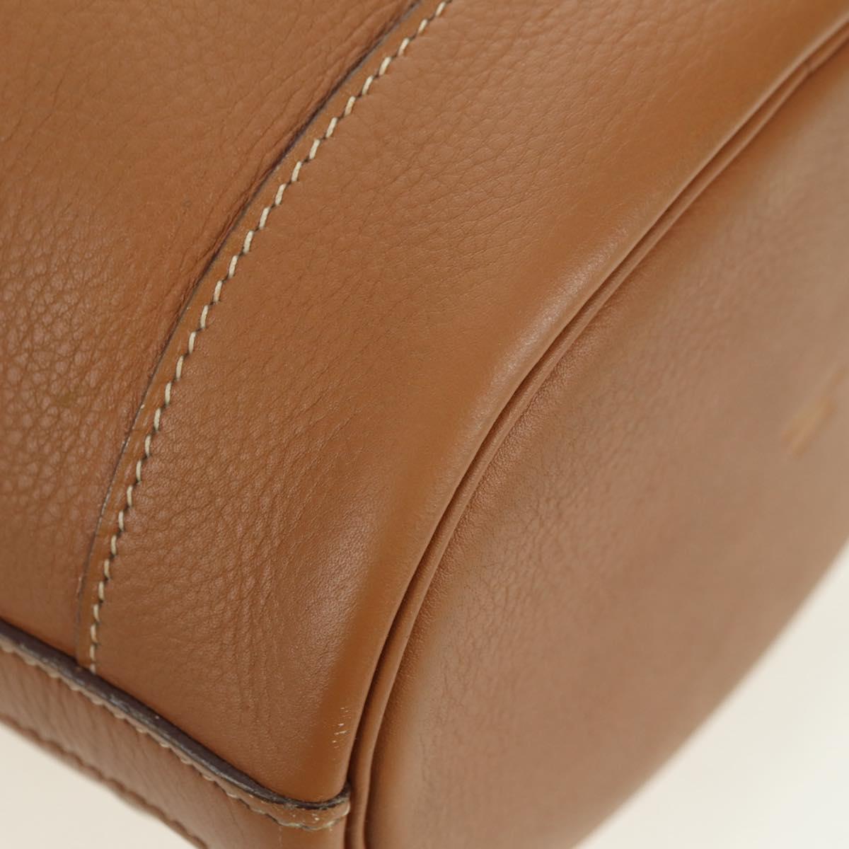 HERMES Market TPM Shoulder Bag Leather Brown Gold Auth BA12269SAM