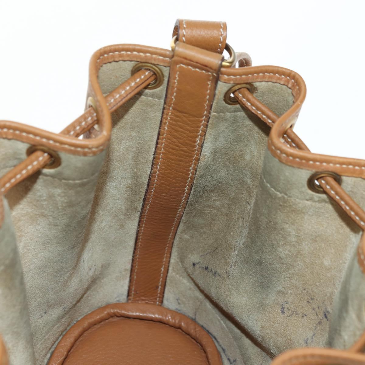 HERMES Market TPM Shoulder Bag Leather Brown Gold Auth BA12269SAM