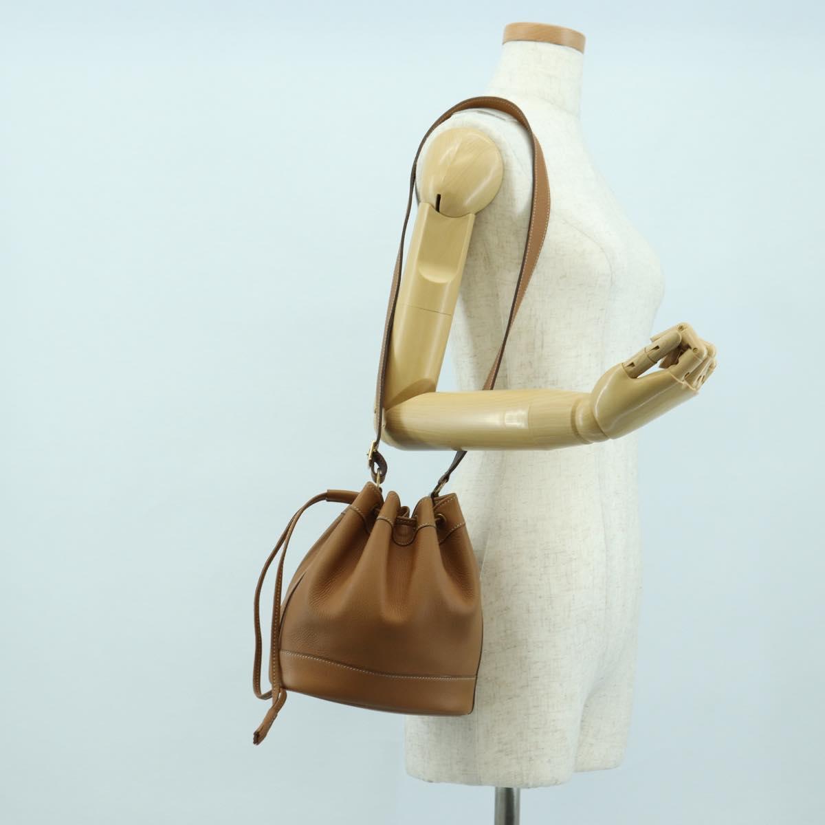 HERMES Market TPM Shoulder Bag Leather Brown Gold Auth BA12269SAM