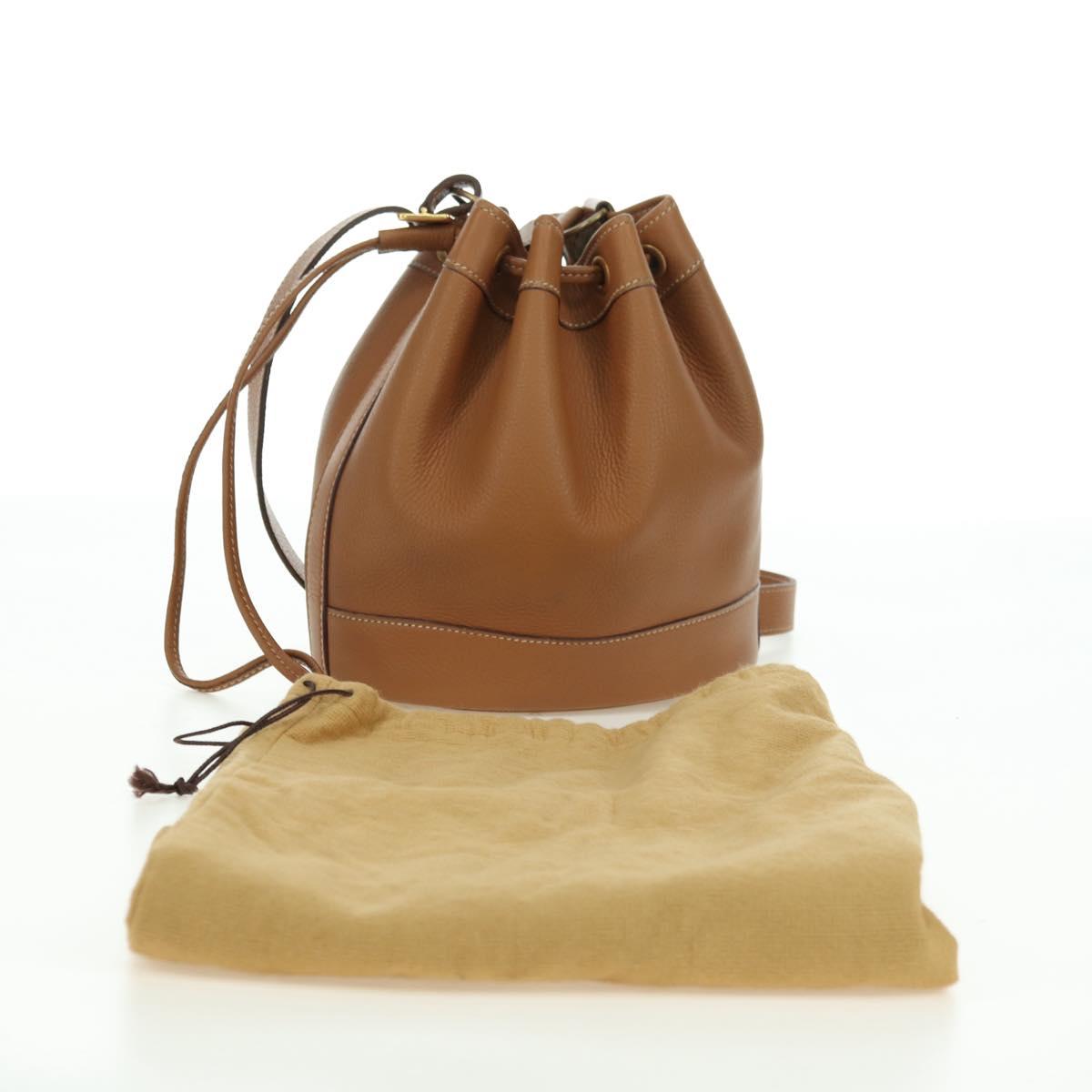 HERMES Market TPM Shoulder Bag Leather Brown Gold Auth BA12269SAM