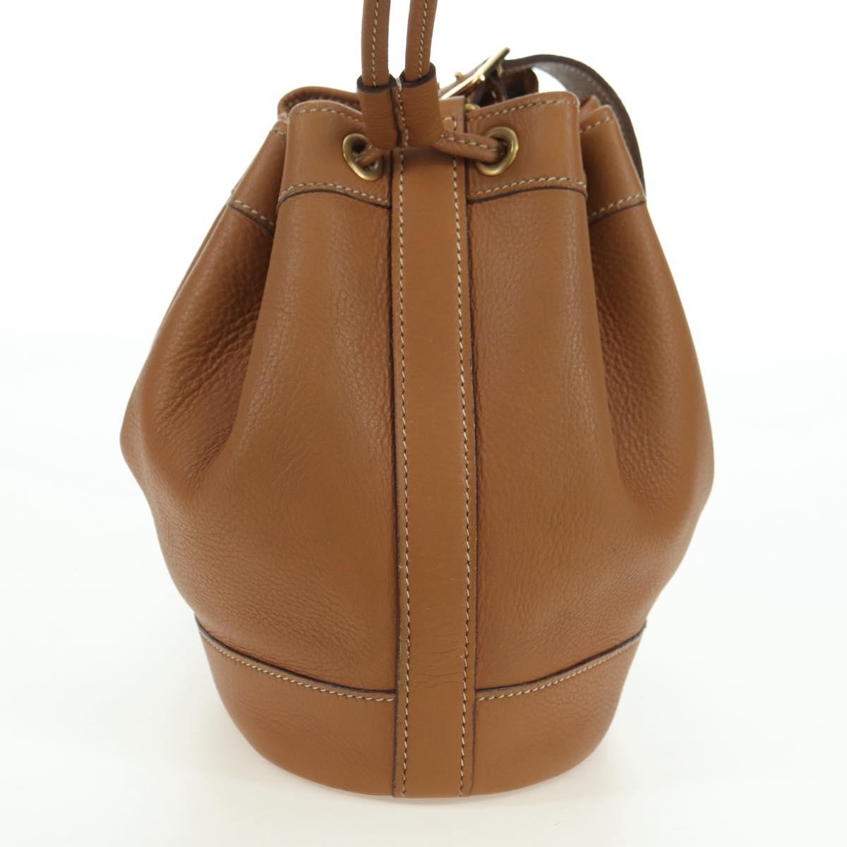 HERMES Market TPM Shoulder Bag Leather Brown Gold Auth BA12269SAM
