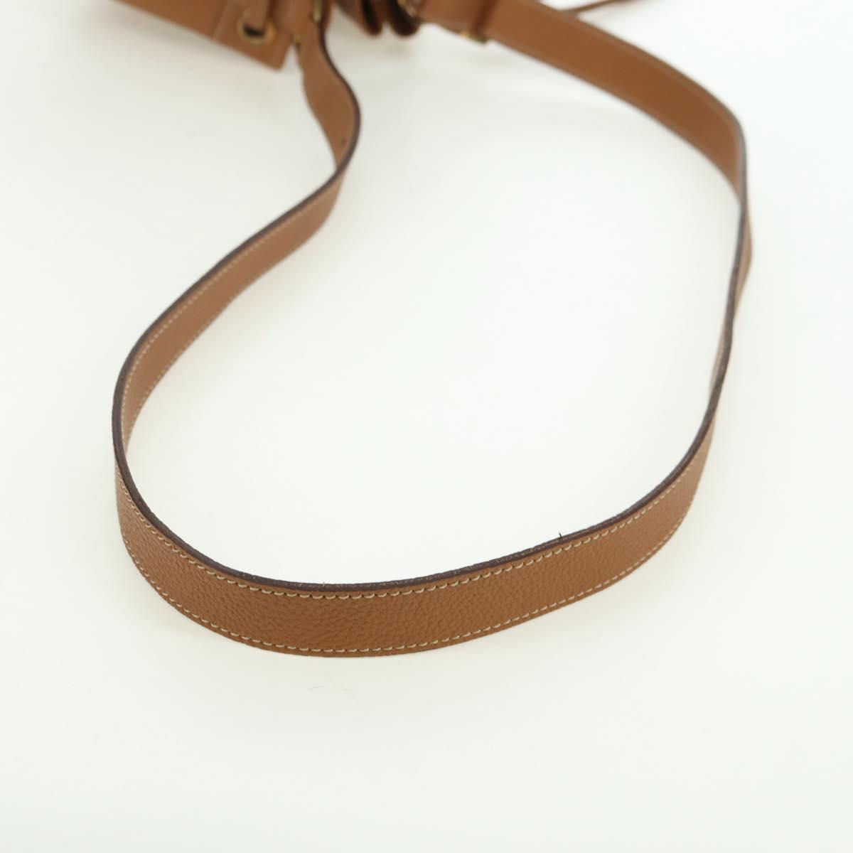 HERMES Market TPM Shoulder Bag Leather Brown Gold Auth BA12269SAM