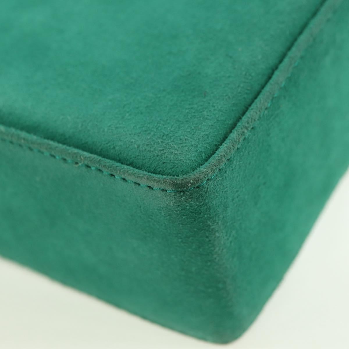 Christian Dior Chain Shoulder Bag Suede Green Gold Auth BA12278V