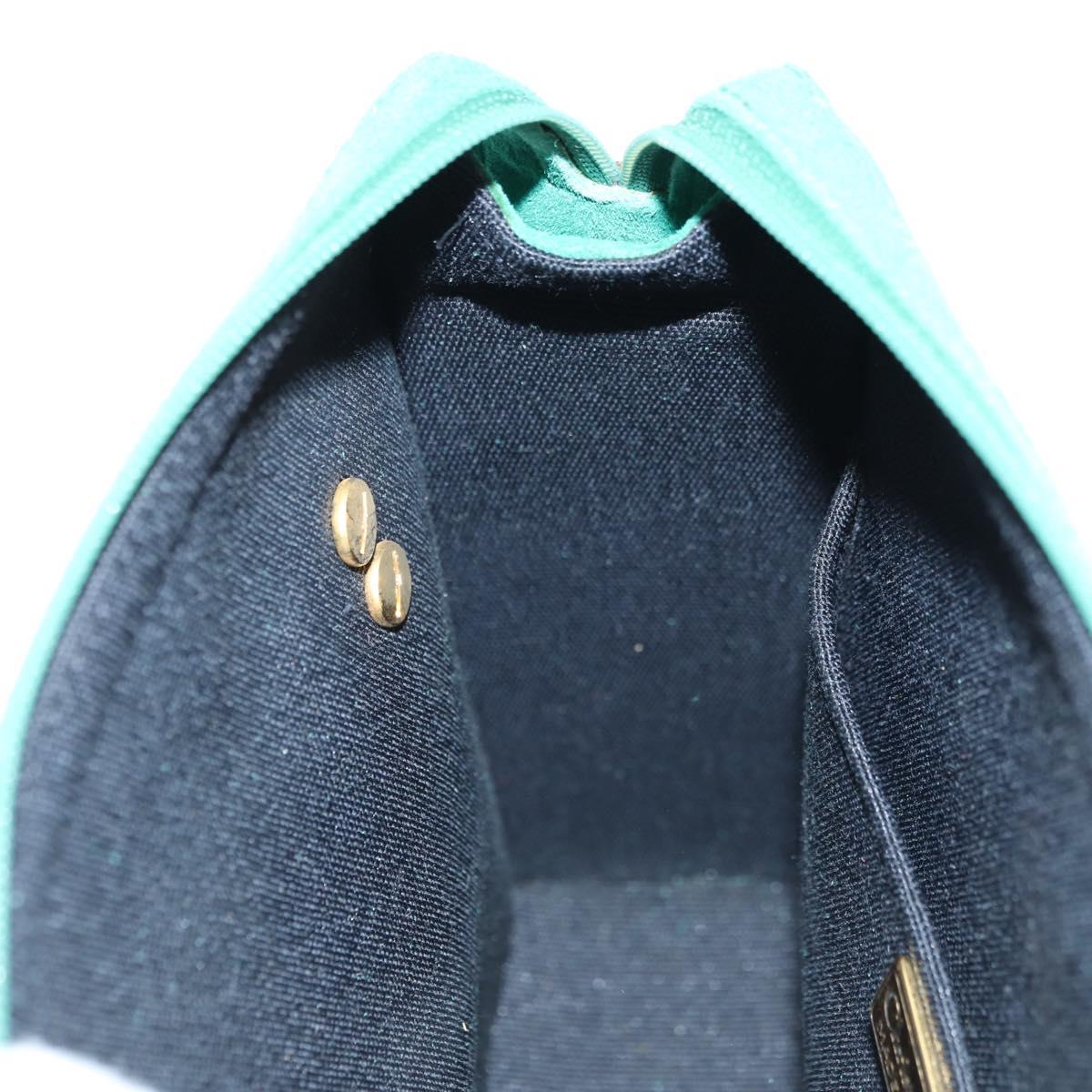 Christian Dior Chain Shoulder Bag Suede Green Gold Auth BA12278V