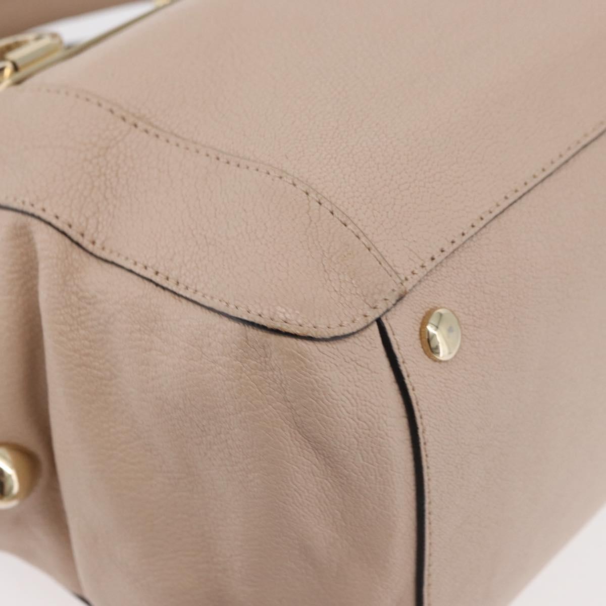 Chloe Hand Bag Leather 2way Beige Gold Auth BA12288A