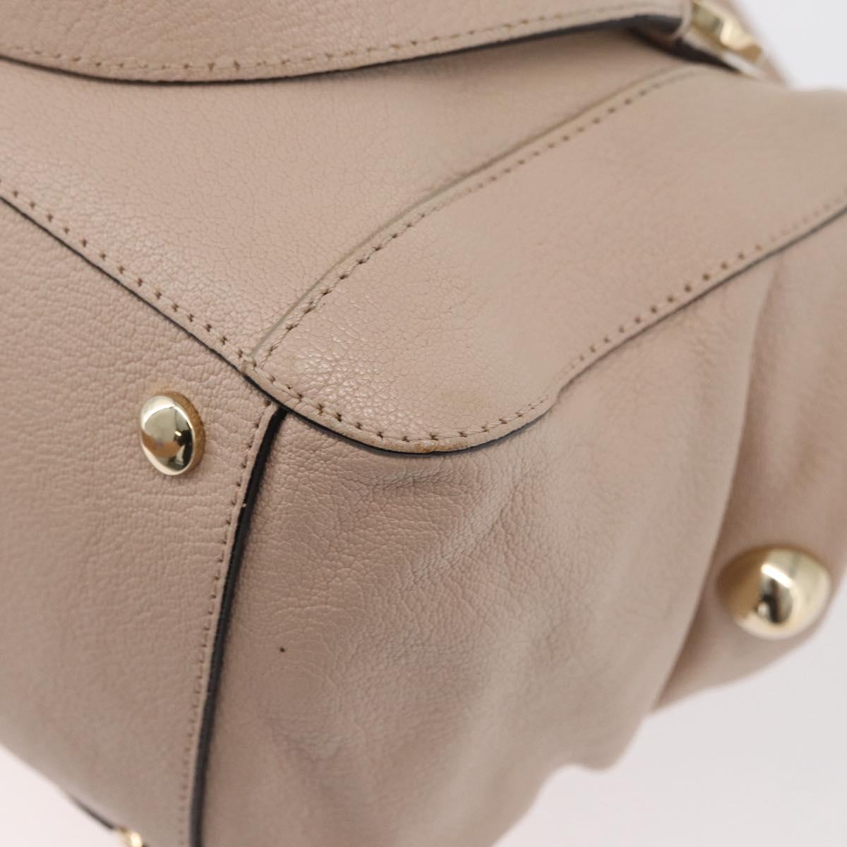 Chloe Hand Bag Leather 2way Beige Gold Auth BA12288A