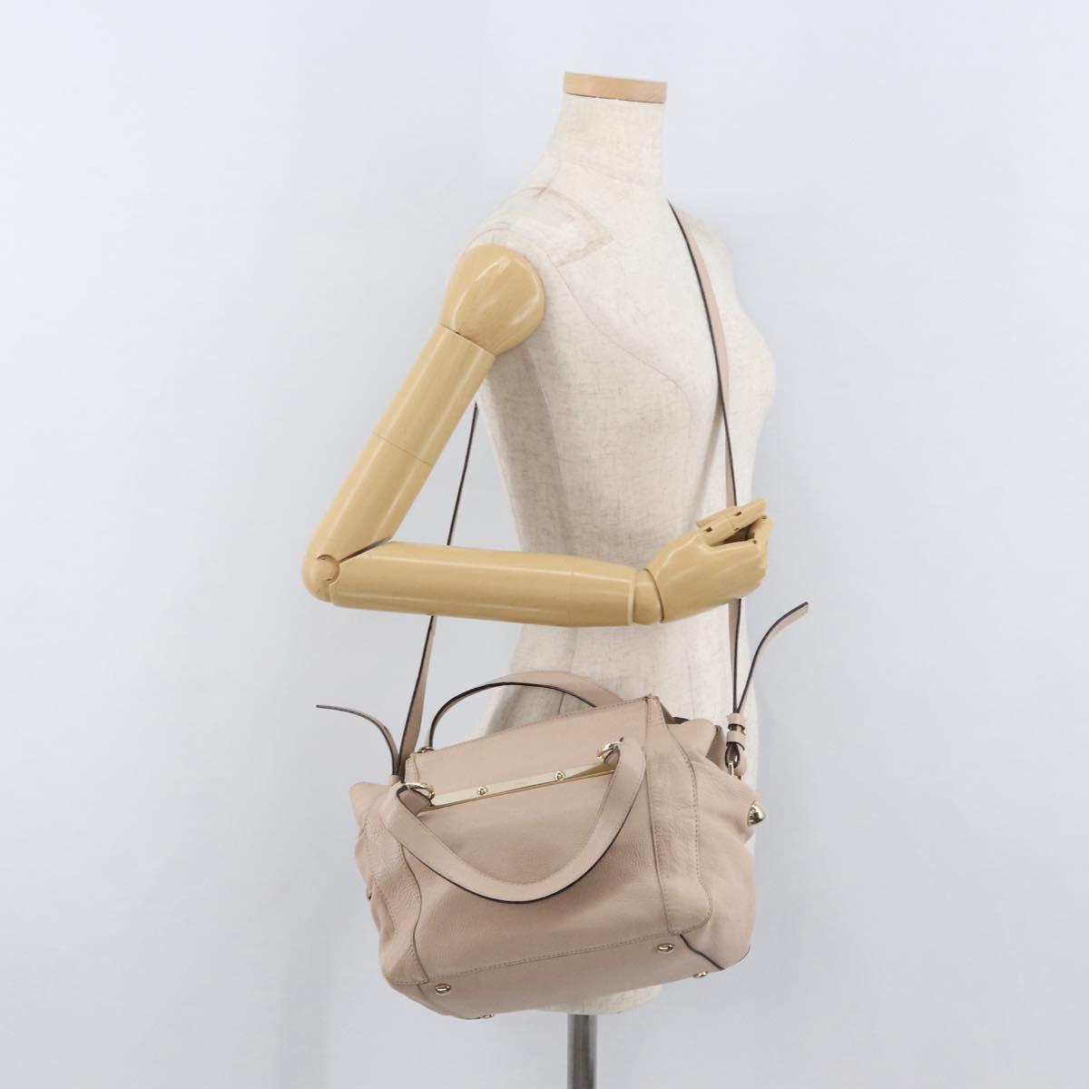 Chloe Hand Bag Leather 2way Beige Gold Auth BA12288A