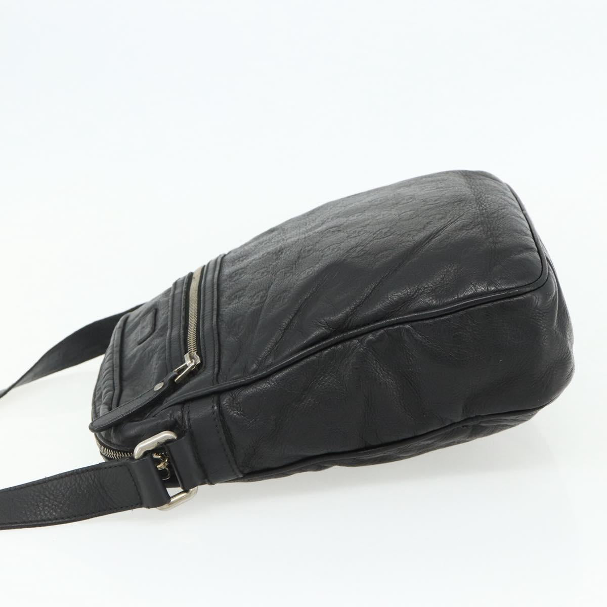 GUCCI GG Canvas Guccissima Shoulder Bag Leather Black Gold 201448 Auth BA12289