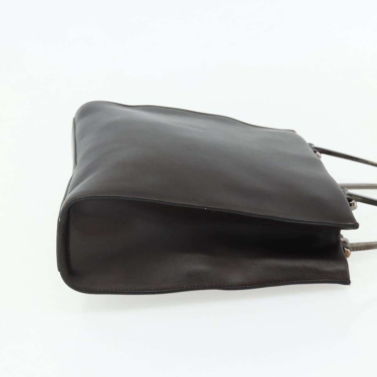GUCCI Hand Bag Leather Dark Brown Silver 002 1024 Auth BA12290